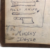 Mickey Doyle's How to Dress and Cut Deer, Ink Drawing Stapled to Hardboard