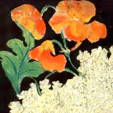 Doubly Lovely: Victorian Tinsel Painting of Flowers in Original Shell Decorated Frame from Bristol, Maine