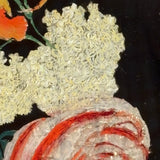 Doubly Lovely: Victorian Tinsel Painting of Flowers in Original Shell Decorated Frame from Bristol, Maine