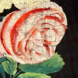 Doubly Lovely: Victorian Tinsel Painting of Flowers in Original Shell Decorated Frame from Bristol, Maine