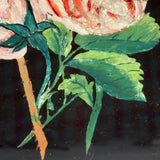 Doubly Lovely: Victorian Tinsel Painting of Flowers in Original Shell Decorated Frame from Bristol, Maine