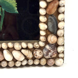 Doubly Lovely: Victorian Tinsel Painting of Flowers in Original Shell Decorated Frame from Bristol, Maine