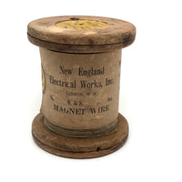 Antique New England Electrical Works Spool of Copper Magnet Wire with Original Label 