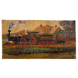 M&W, Morgantown & Wheeling Train with Coal Car, c. 1910s Folk Painting on Linen