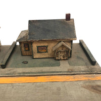 Tabletop Neighbors: Pair of Folk Art Houses on Platform