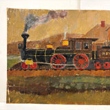 M&W, Morgantown & Wheeling Train with Coal Car, c. 1910s Folk Painting on Linen
