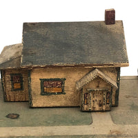 Tabletop Neighbors: Pair of Folk Art Houses on Platform