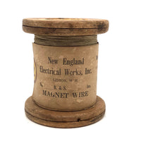 Antique New England Electrical Works Spool of Copper Magnet Wire with Original Label 
