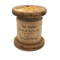 Antique New England Electrical Works Spool of Copper Magnet Wire with Original Label 