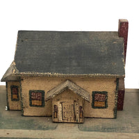 Tabletop Neighbors: Pair of Folk Art Houses on Platform