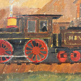 M&W, Morgantown & Wheeling Train with Coal Car, c. 1910s Folk Painting on Linen