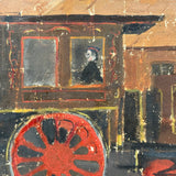M&W, Morgantown & Wheeling Train with Coal Car, c. 1910s Folk Painting on Linen