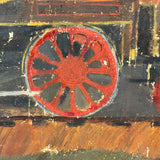 M&W, Morgantown & Wheeling Train with Coal Car, c. 1910s Folk Painting on Linen