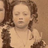 Young Divas with Ringlets and Wrapped Arms, A.H. Lane Waldoboro Maine CDV, c. 1870-80s