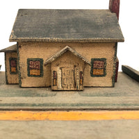 Tabletop Neighbors: Pair of Folk Art Houses on Platform