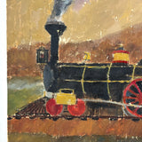 M&W, Morgantown & Wheeling Train with Coal Car, c. 1910s Folk Painting on Linen