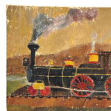 M&W, Morgantown & Wheeling Train with Coal Car, c. 1910s Folk Painting on Linen