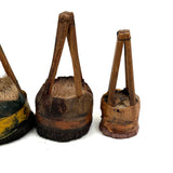 More Gorgeous Old Japanese Deer Hair Brushes: Set of Three, Green, Orange, Pink