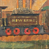 M&W, Morgantown & Wheeling Train with Coal Car, c. 1910s Folk Painting on Linen
