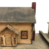 Tabletop Neighbors: Pair of Folk Art Houses on Platform
