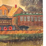 M&W, Morgantown & Wheeling Train with Coal Car, c. 1910s Folk Painting on Linen