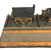 Tabletop Neighbors: Pair of Folk Art Houses on Platform