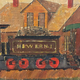 M&W, Morgantown & Wheeling Train with Coal Car, c. 1910s Folk Painting on Linen
