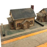 Tabletop Neighbors: Pair of Folk Art Houses on Platform