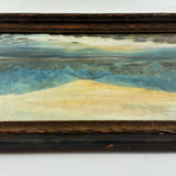 Soft Blue Hills and Radiant Yellow Sky Reflected in Water, Lovely Earlyish 20th C. Watercolor in Original Frame