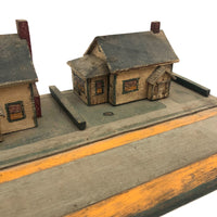 Tabletop Neighbors: Pair of Folk Art Houses on Platform