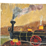M&W, Morgantown & Wheeling Train with Coal Car, c. 1910s Folk Painting on Linen