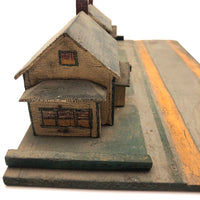 Tabletop Neighbors: Pair of Folk Art Houses on Platform