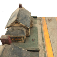 Tabletop Neighbors: Pair of Folk Art Houses on Platform