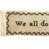 We All Do Fade As a Leaf, Mid 1800s Gold Beaded Punch Paper Embroidery on Silk Ribbon