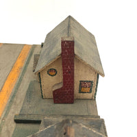 Tabletop Neighbors: Pair of Folk Art Houses on Platform