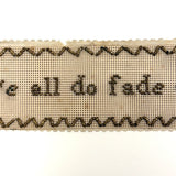 We All Do Fade As a Leaf, Mid 1800s Gold Beaded Punch Paper Embroidery on Silk Ribbon