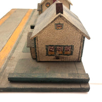 Tabletop Neighbors: Pair of Folk Art Houses on Platform