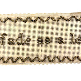 We All Do Fade As a Leaf, Mid 1800s Gold Beaded Punch Paper Embroidery on Silk Ribbon
