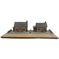 Tabletop Neighbors: Pair of Folk Art Houses on Platform
