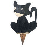 SOLD Black and White Old Folk Art Crate Wood Garden Cat