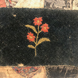 Charming 1889 Wire-Hinged Wooden Box with Hand-sewn, Embroidered Piecework Decoration