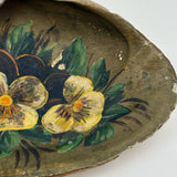 Painted Pansies on a Clam Shell, Antique Coastal New England Folk Art Momento