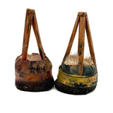 More Gorgeous Old Japanese Brushes: Large Pair, Yellow and Orange Wraps