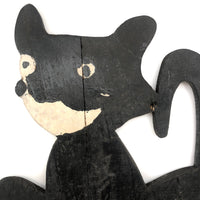 SOLD Black and White Old Folk Art Crate Wood Garden Cat