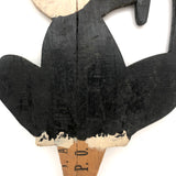 SOLD Black and White Old Folk Art Crate Wood Garden Cat