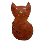 Wonderful Old (Hardened) Oil Cloth Cat  with Embroidered Face, Ex. Pat Hatch Collection