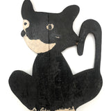 SOLD Black and White Old Folk Art Crate Wood Garden Cat