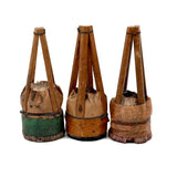 More Gorgeous Old Japanese Deer Hair Brushes: Set of Three, Green, Orange, Pink