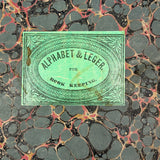 Antique Hand-marbled Alphabet Ledger Turned Lace Making Instruction Scrapbook with Samples