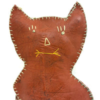 Wonderful Old (Hardened) Oil Cloth Cat  with Embroidered Face, Ex. Pat Hatch Collection